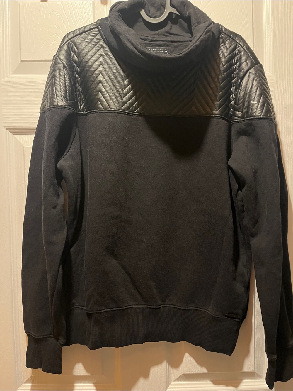 Guess Woman Black Quilted Yoke Cowl-Neck Sweater